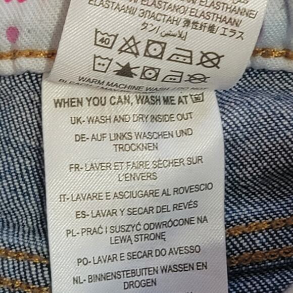 Mini Boden Denim Cropped Flower Embroidered Jeans Girls 7y - Picture 11 of 12